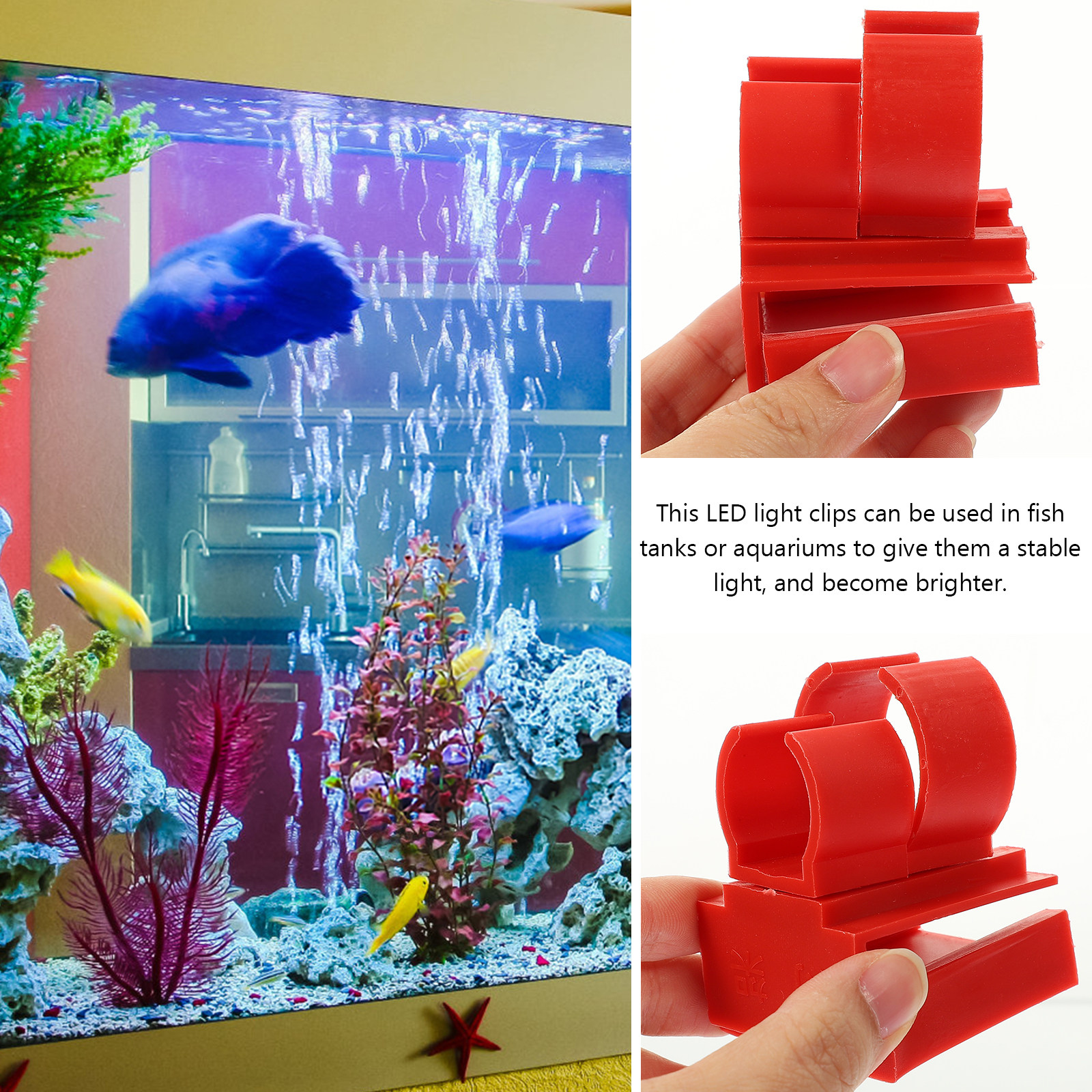 Aquarium Fish Light Lamp - 2Pcs Aquarium Light Clips Heavy-Duty LED